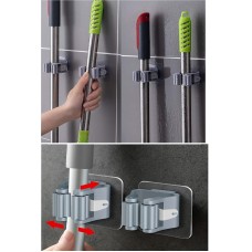 3 Lü Renkli  Yapışkanlı Mop Fırça Çek pas Sap Tutucu Organizer Mutfak Banyo Düzenleyici