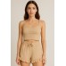 Crop Takım - Askılı Crop Takım Likralı Bej (XL)