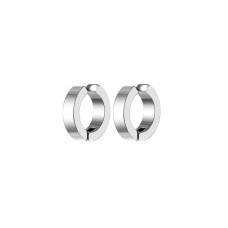 Erkek Küpesi - 2 Adet Çelik Kıstırmalı Küpe Paslanmaz Atmaz Çelik Gümüş Renk Küpe