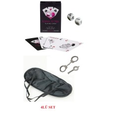 Kamasutra Aşk Seti - Kelepçe - Zar- Kart - Göz Bandı