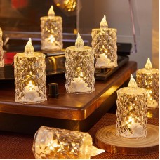 Led Mum Şeffaf Kristal LED Mum Pilli Alevsiz Çay Mumu Düğün Doğum Günü Ortam Işığı