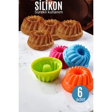 Silikon Göbekli Muffin CupCake Kalıbı - Sürekli Kullanım Muffin Kek Kalıbı 6 ADET