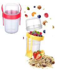 Çift Hazneli - Çatal Kaşıklı Portatif Müsli -Atıştırmalık Kabı 650 ML